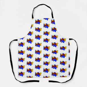 Cute Red Yellow Blue Airplane Cartoon for Kids Apron
