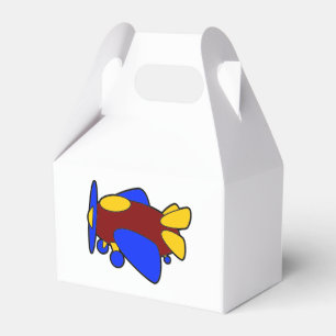 Cute Red Yellow Blue Airplane Cartoon for Kids Favor Box