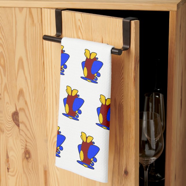 Cute Red Yellow Blue Airplane Cartoon for Kids Kitchen Towel (Thirds Fold)
