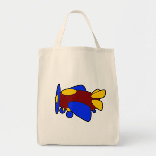 Cute Red Yellow Blue Airplane Cartoon for Kids Tote Bag