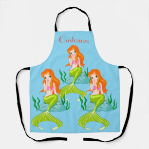 Cute Redheaded Mermaid Thunder_Cove Apron