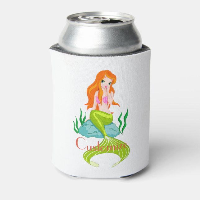 Cute Redheaded Mermaid Thunder_Cove Can Cooler (Can Back)