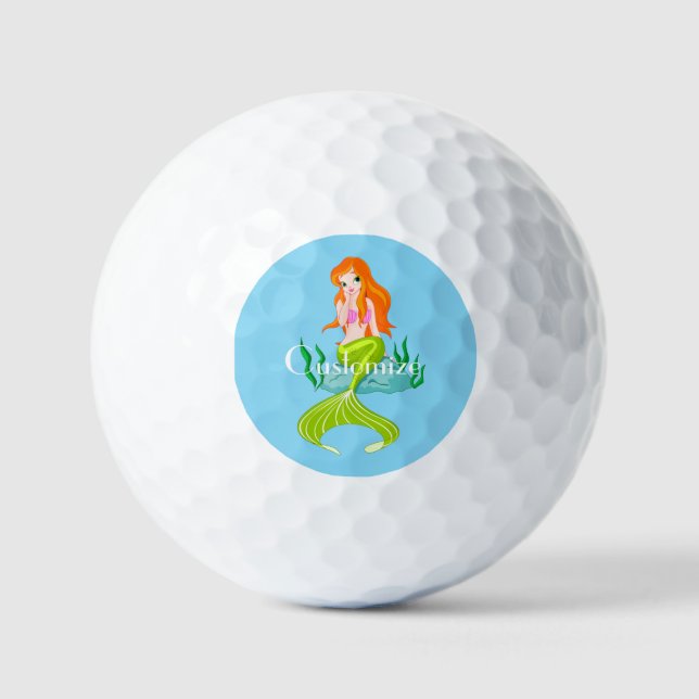 Cute Redheaded Mermaid Thunder_Cove  Golf Balls (Front)