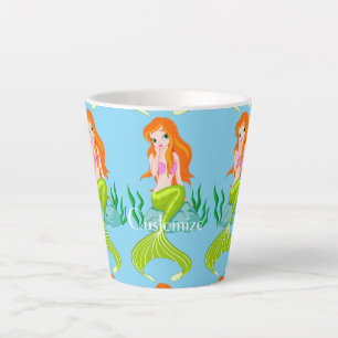 Cute Redheaded Mermaid Thunder_Cove   Latte Mug