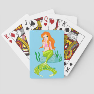 Cute Redheaded Mermaid Thunder_Cove Playing Cards