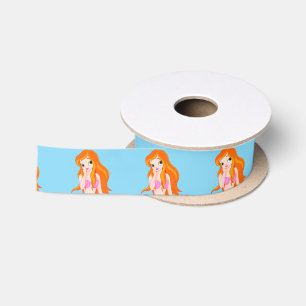 Cute Redheaded Mermaid Thunder_Cove Satin Ribbon