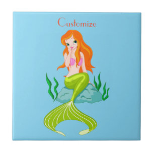 Cute Redheaded Mermaid Thunder_Cove Tile