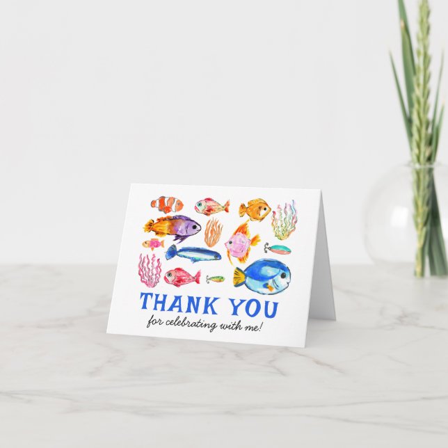 Cute Reel Fun Kids Fishing Birthday Thank You (Front)