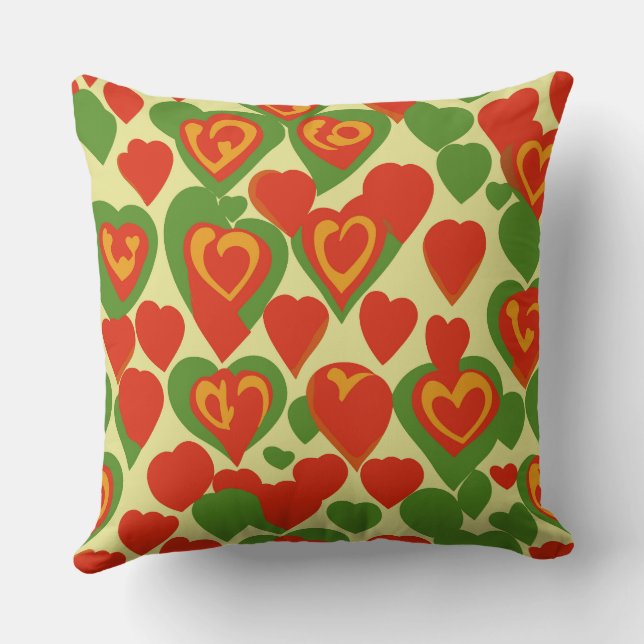 Cute Reggae Mini Hearts Pattern Throw Pillow (Back)