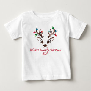 Cute Reindeer 1st/2nd/3rd/4 Christmas Personalize Baby T-Shirt