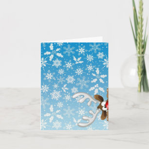 Cute reindeer and snowflakes on Christmas card