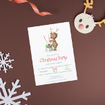 Cute Reindeer and Snowman Christmas Holiday Invitation<br><div class="desc">Adorable Holiday invitation with an illustration of a little reindeer making a snowman. Sweet Christmas invitation for this upcoming holidays. Illustrated and designed by Patricia Alvarez.</div>