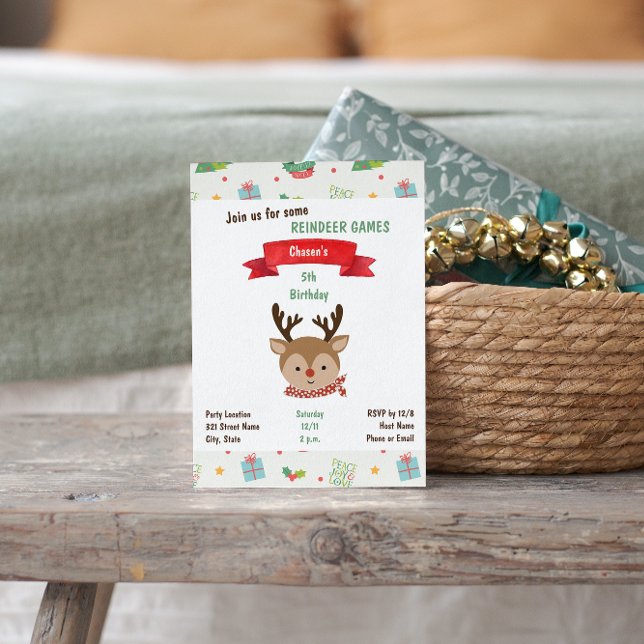 Cute Reindeer Birthday Invitation (Creator Uploaded)
