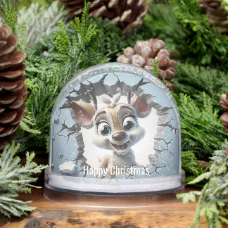 Cute Reindeer breaking through igloo wall