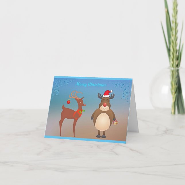 Cute Reindeer Bring Christmas Greetings Card (Front)