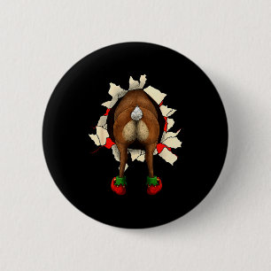 Cute Reindeer Butt Breakthrough Christmas 2 Inch Round Button