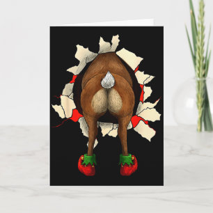 Cute Reindeer Butt Breakthrough Christmas  Card