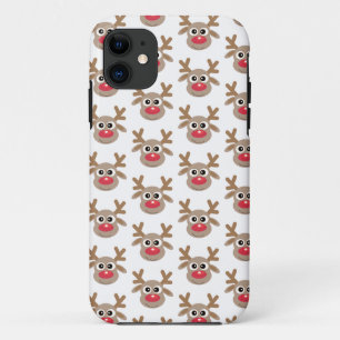 Cute Reindeer Cartoon Pattern Christmas White iPhone 11 Case