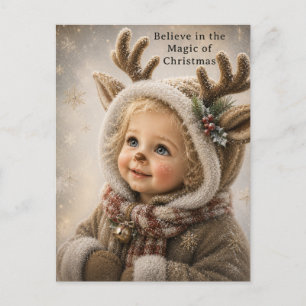 Cute Reindeer Child Christmas Greeting Card