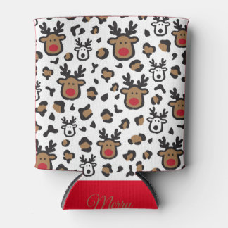 Cute reindeer Christmas Can Cooler