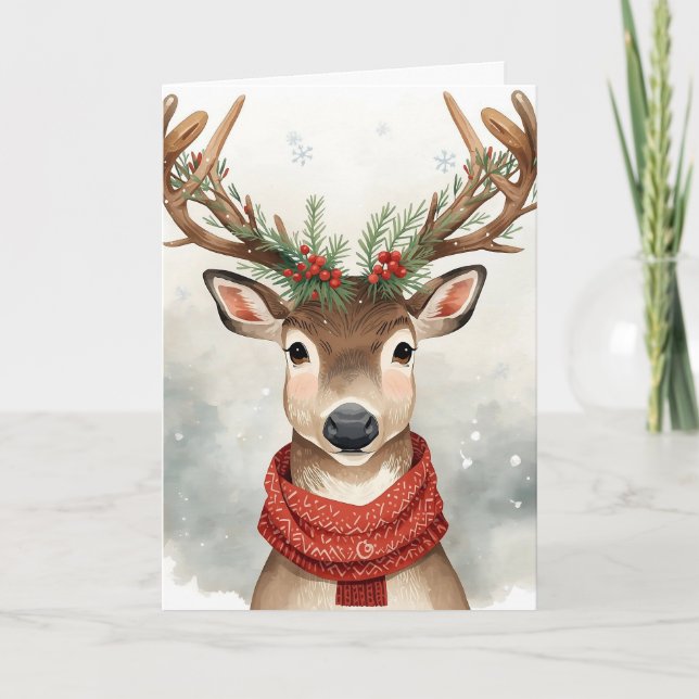 Cute Reindeer Christmas Card (Front)