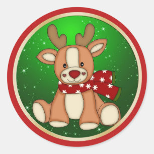 Cute reindeer Christmas Classic Round Sticker