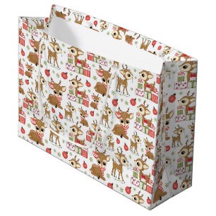 Cute Reindeer Christmas Gift Ornament Snowflake Large Gift Bag
