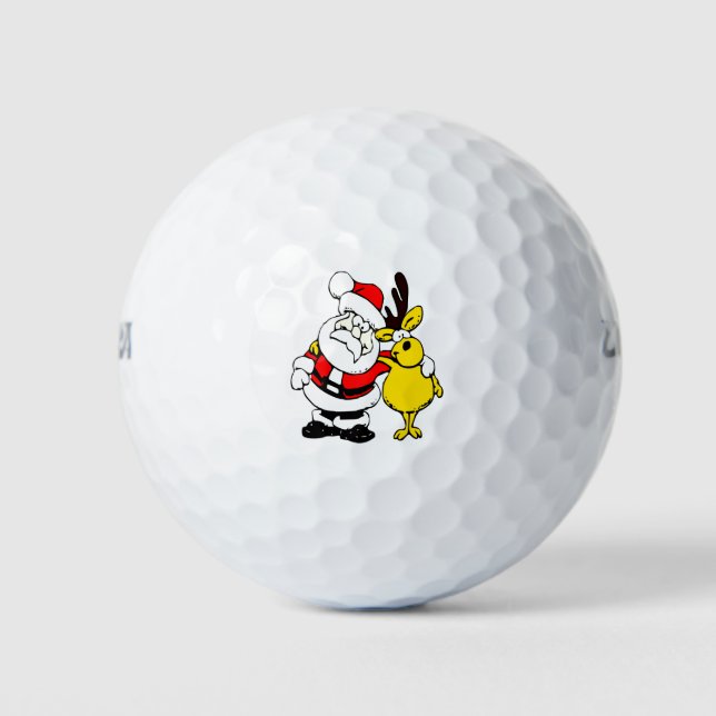 Cute Reindeer Christmas Golf Gift Design Balls (Front)