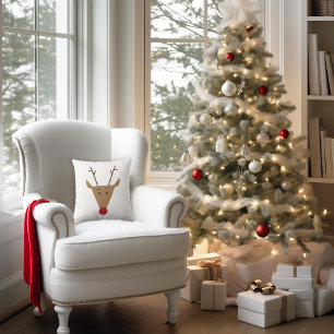 Cute Reindeer Christmas Holiday Throw Pillow