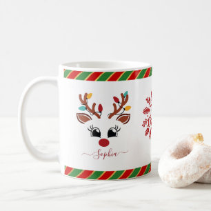 Cute Reindeer Christmas Kids Hot Chocolate Coffee Mug