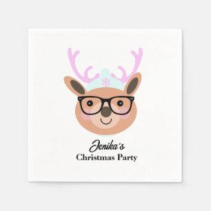 Cute Reindeer Christmas Party Scarf Hat Glasses Napkin
