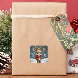Cute reindeer christmas sticker for gifts notebook