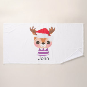Cute Reindeer Christmas Winter Animal Bath Towel