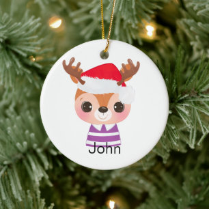 Cute Reindeer Christmas Winter Animal Ceramic Ornament