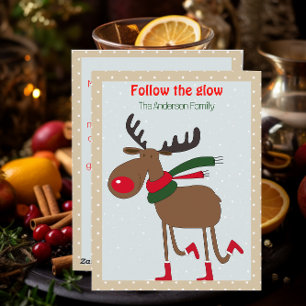 Cute reindeer christmas wish beige retro Postcard