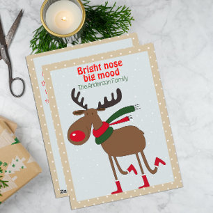 Cute reindeer christmas wish beige retro Postcard