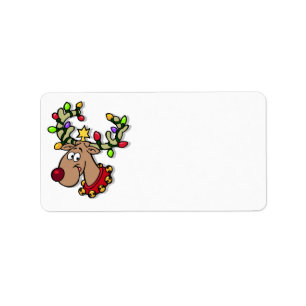 Cute Reindeer Customized Christmas Cards Label