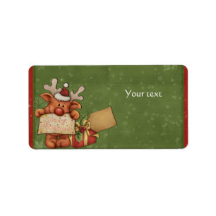 Cute Reindeer Design Label