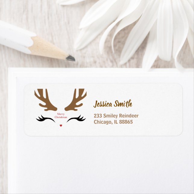 Cute Reindeer Face Modern Merry Christmas Holiday  (Insitu)