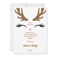 Cute Reindeer Face Modern Merry Christmas