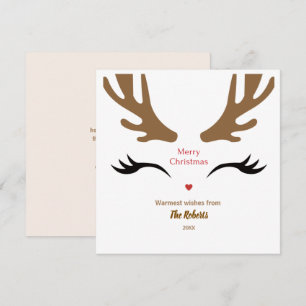 Cute Reindeer Face Modern Merry Christmas  Holiday Card