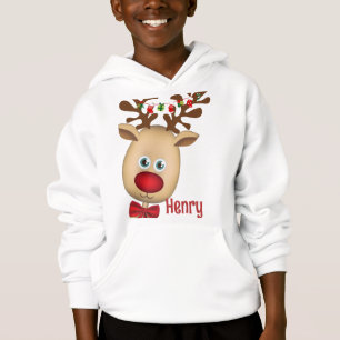 Cute Reindeer Garçon Feux de Noël Nom personnalisé