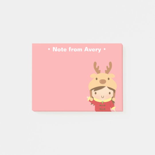 Cute Reindeer Girl Kids Christmas Fillers Post-it Notes