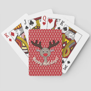 Cute Reindeer Happy Holiday Game Stocking Stuffer Playing Cards