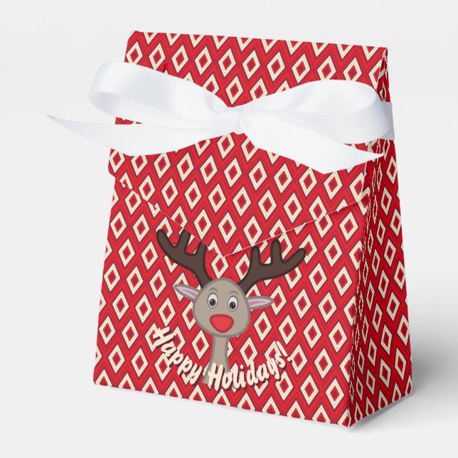 Cute Reindeer Happy Holidays Christmas Cheer Favor Box (Front Side)