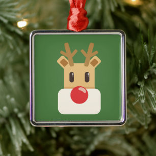 Cute Reindeer Head Cartoon Metal Ornament