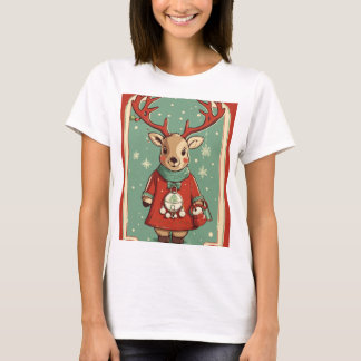  cute reindeer holding for merry christmas T-Shirt