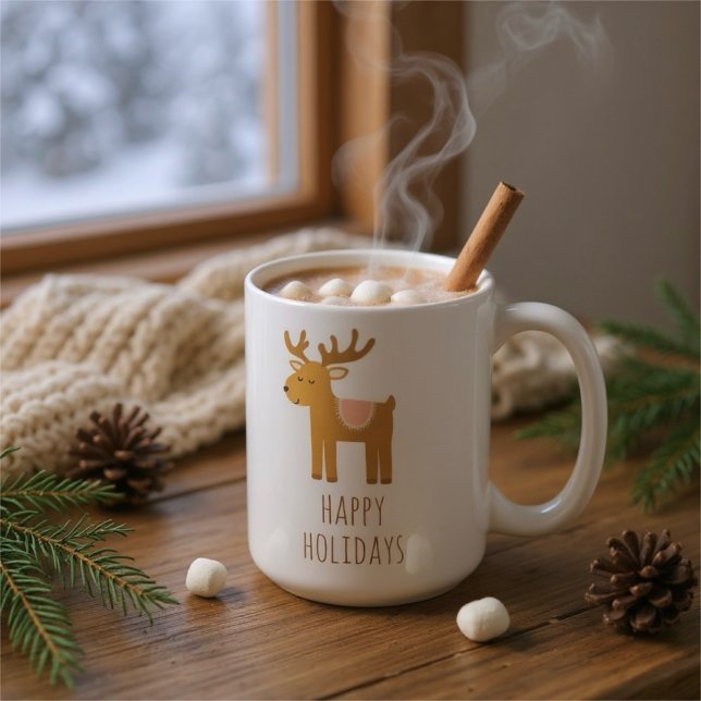 Cute Reindeer Holiday Coffee Mug Christmas Gift (Créateur téléchargé)