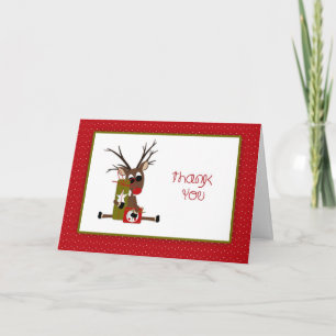 Cute Reindeer Holiday Gift Thank You Card