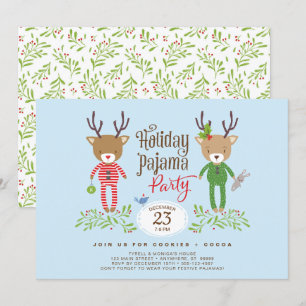 Cute Reindeer Holiday Pajama Party Invitation